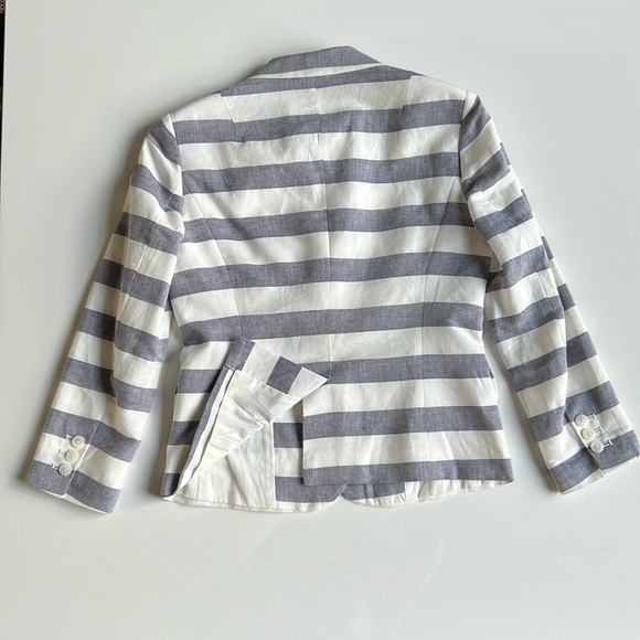 Banana Republic stripped Blazer navy blue and white Linen and Cotton mix - Picture 3 of 8